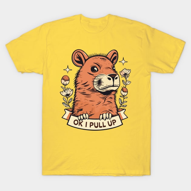 Ok I Pull Up Capybara Indie Aesthetic T-Shirt by SubtleSplit